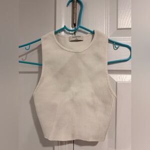 Babaton Cream Ribbed Tank Top